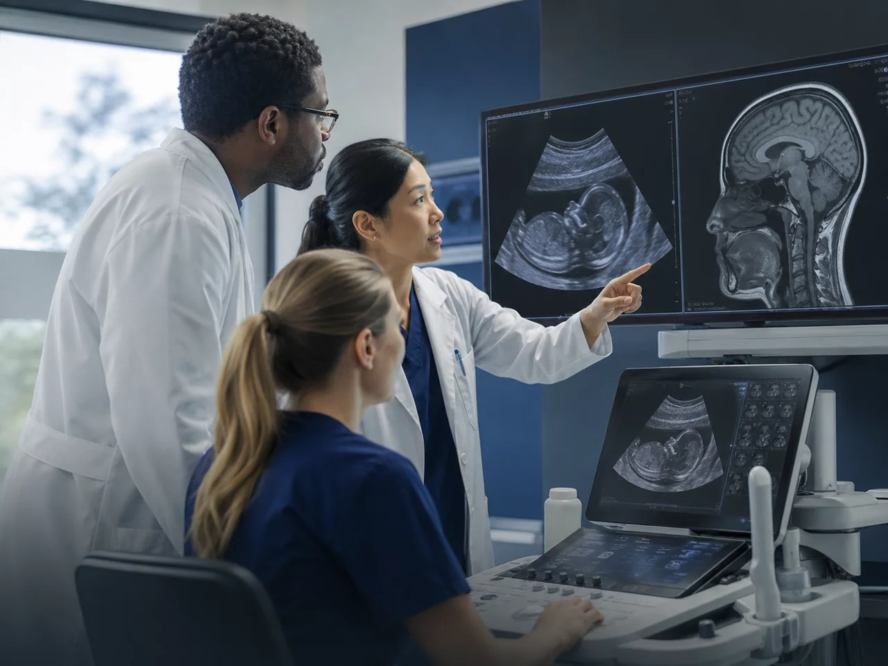 Radiology team using the SiriusRAD platform